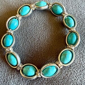 Turquoise and Silver Oval Bracelet
